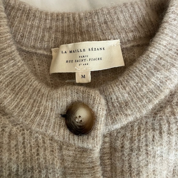 Sezane Light Beige Othello Cardigan - Picture 2 of 7
